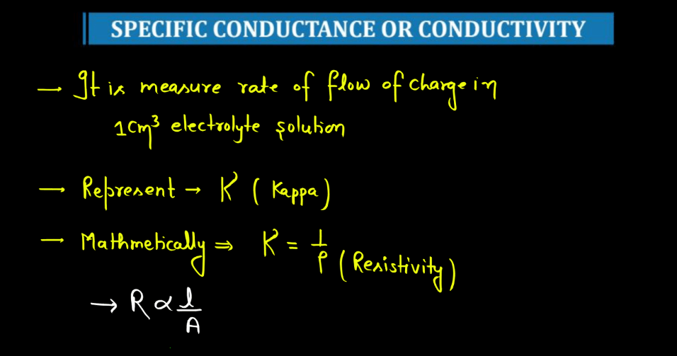 Electrochemistry - Conductance, Molar Conductance, Specific Conductance_14.1