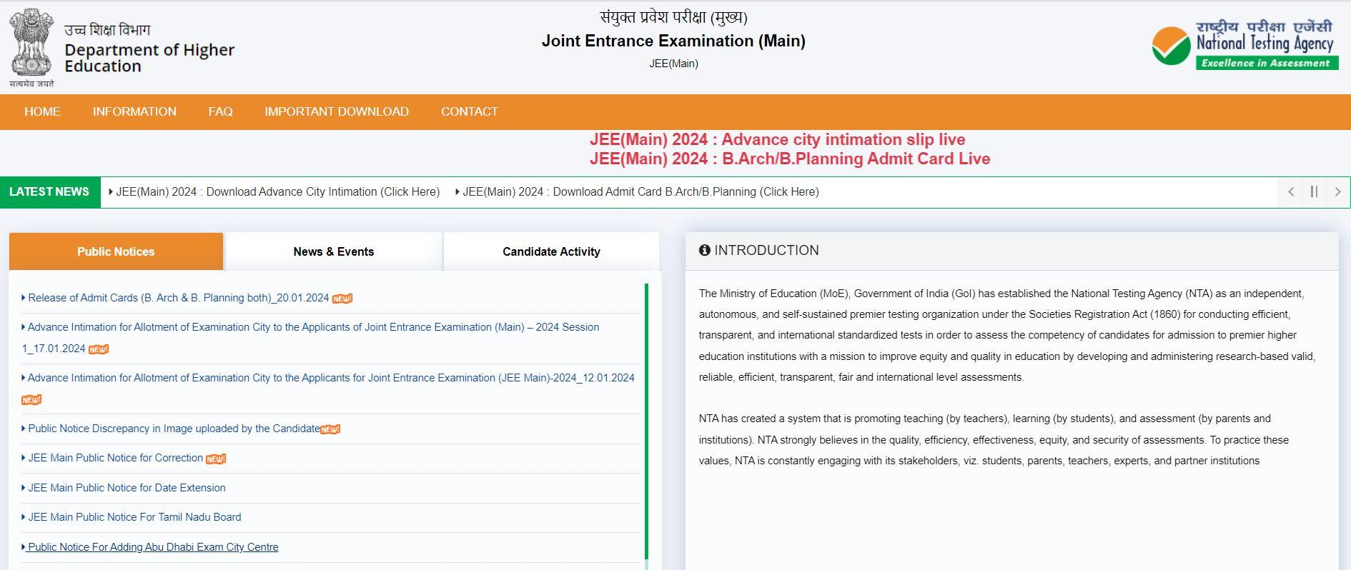 JEE Mains Admit Card 2024 Out, BTech/BE Hall Ticket Download Link_50.1