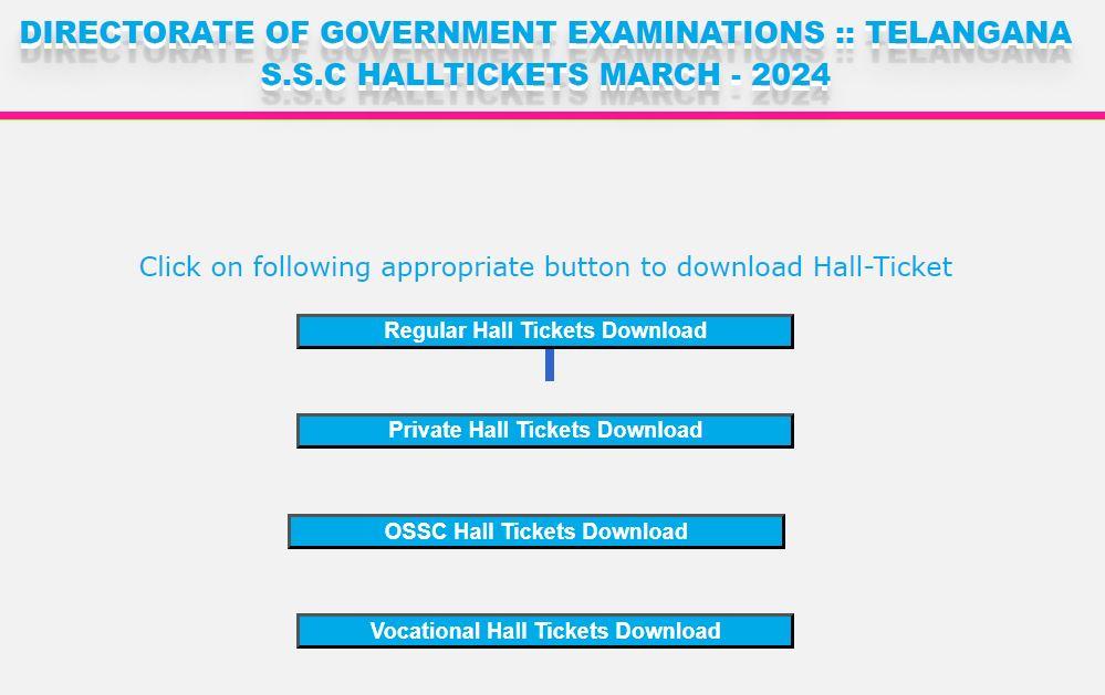 TS SSC Hall Ticket 2024 Out, BSE Telangana 10th Hall Ticket Download Link