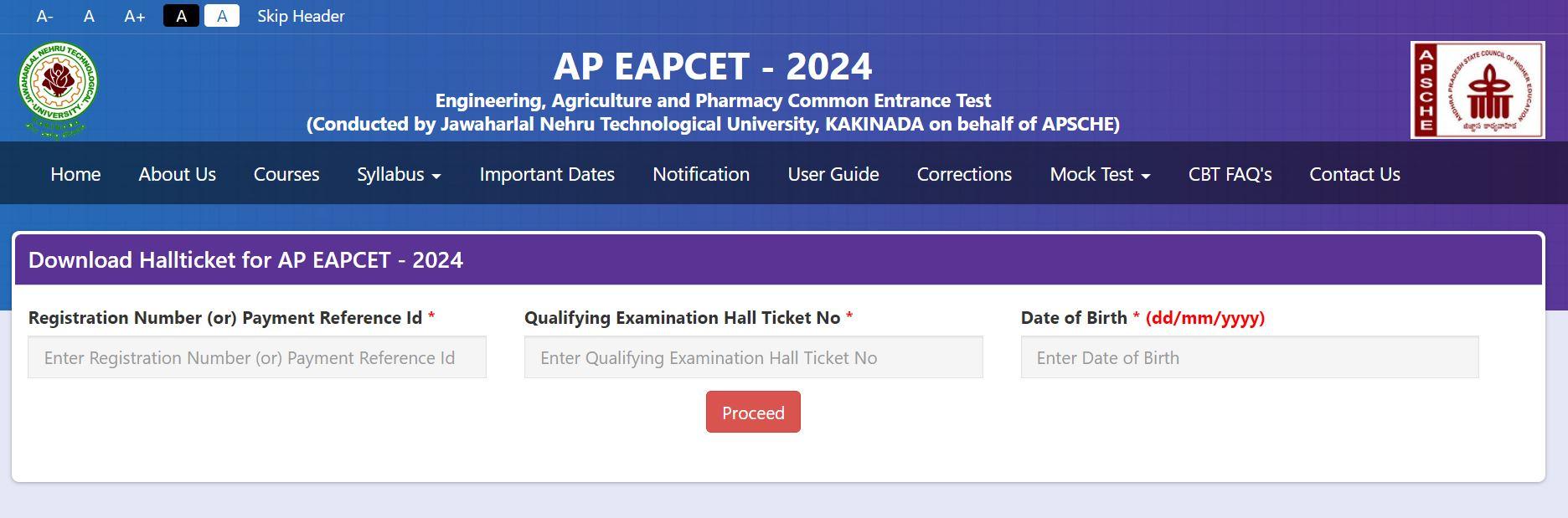 AP EAMCET Hall Ticket 2024