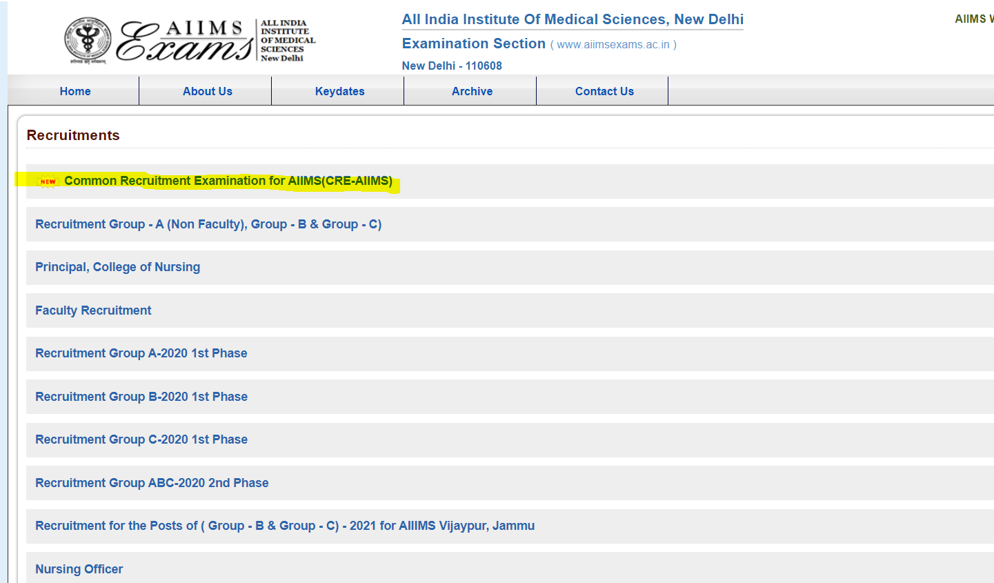 CRE AIIMS admit card 2023 Step 3