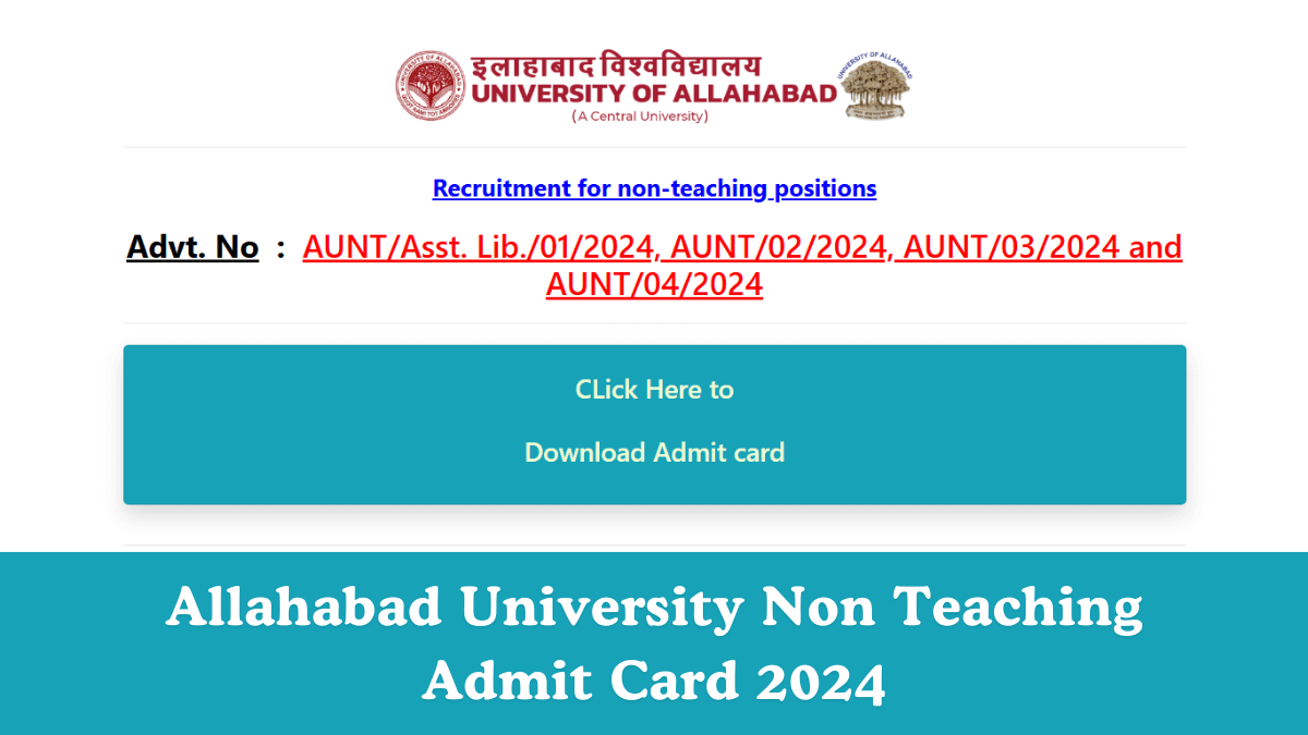 Allahabad University Non Teaching Admit Card 2024