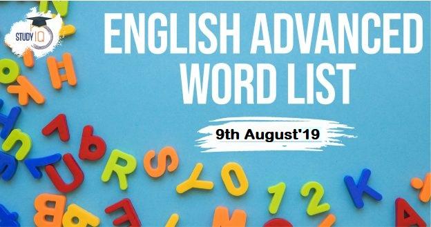 Daily Word List 9th August 2019