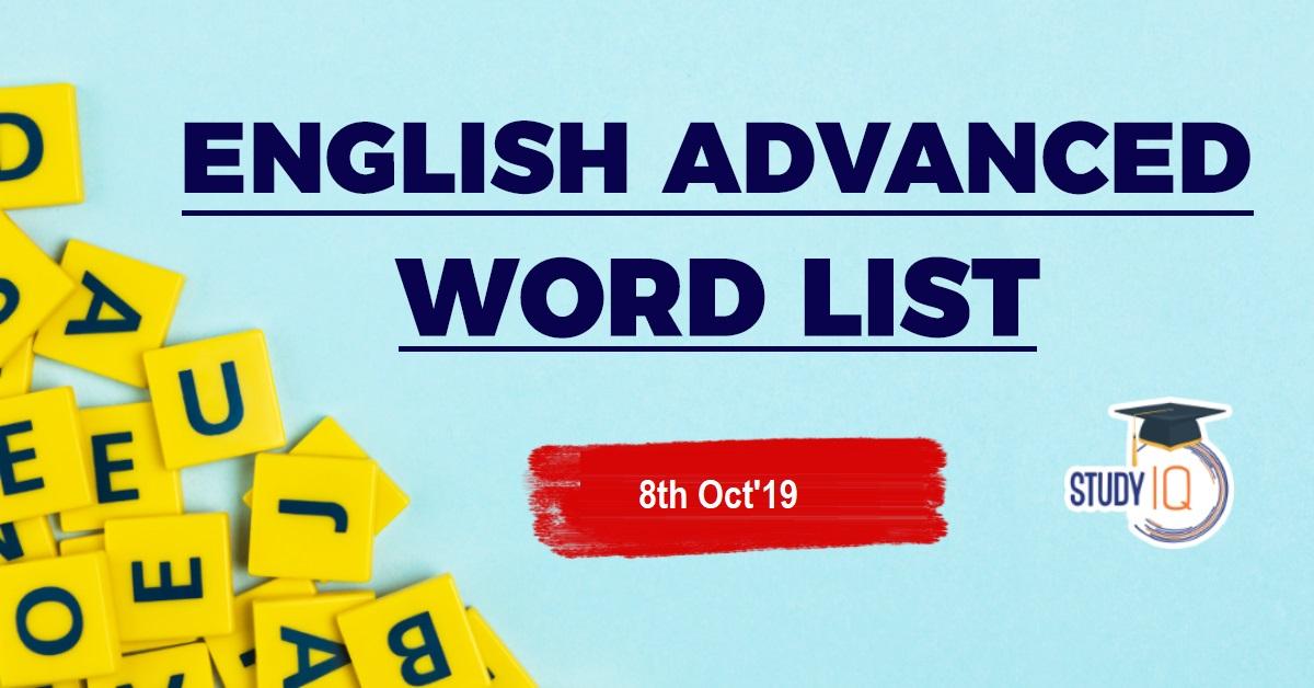 english advance word list 8th Oct 2019