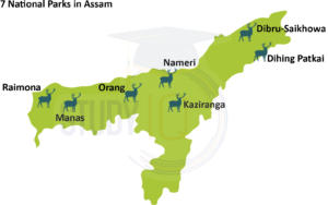National Parks in Assam Map
