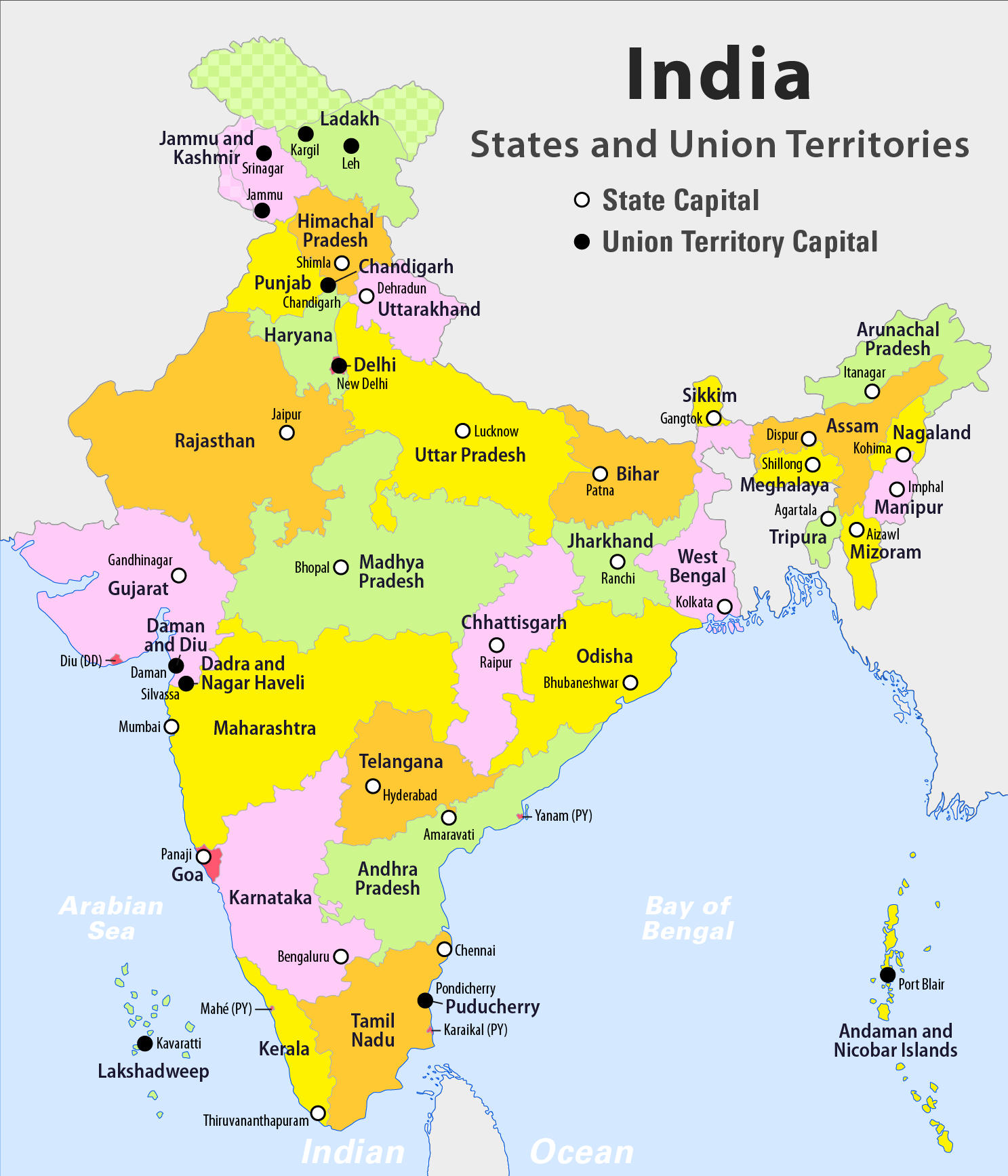 Map of 28 States and 8 UTs