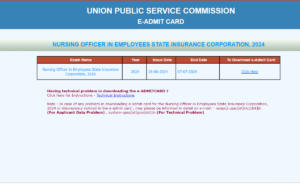 UPSC ESIC Nursing Officer Admit Card 2024 Out for 1980 Posts